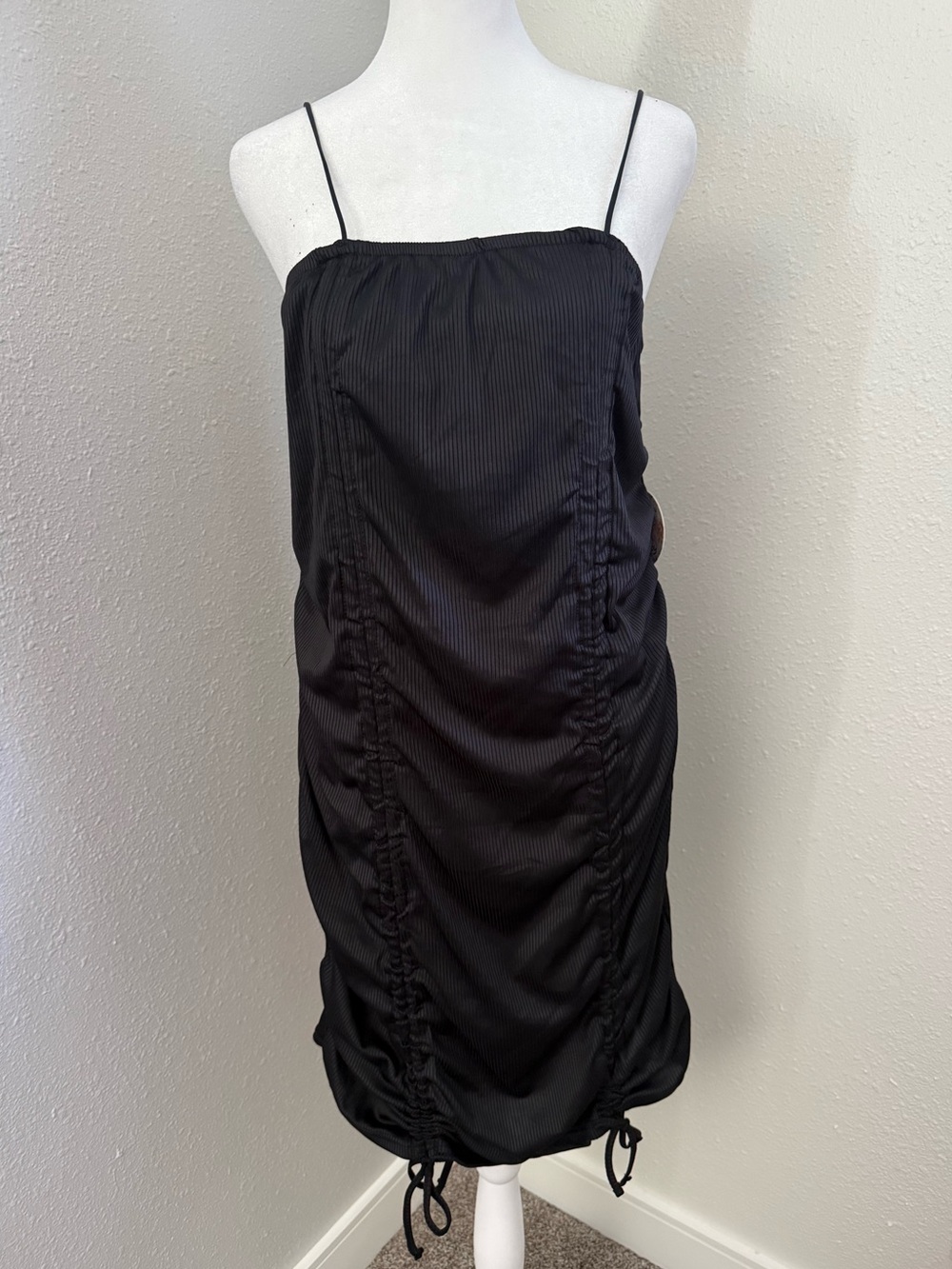 Jolie & Joy Black Ruched Drawstring Bodycon Midi Dress Plus Size 2X NWT